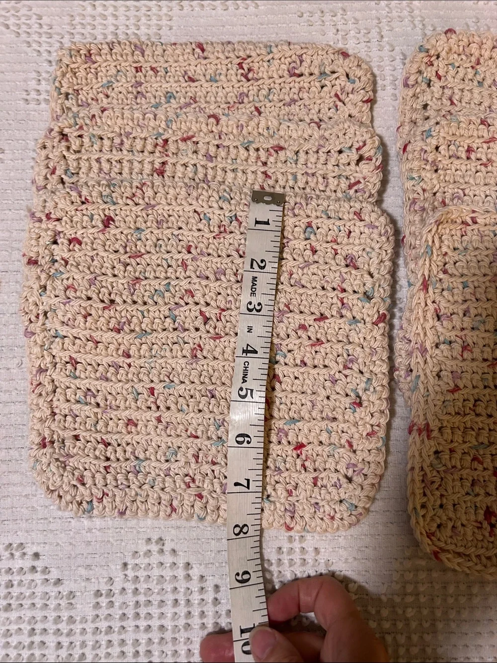Handmade Crocheted Neutral Splatter dish rags - Set of 6